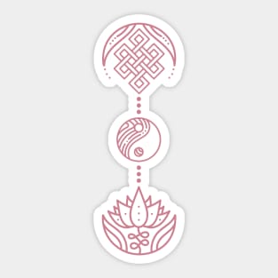 Spiritual Symbols - Yin Yang - Lotus - Unalome - Pink Sticker